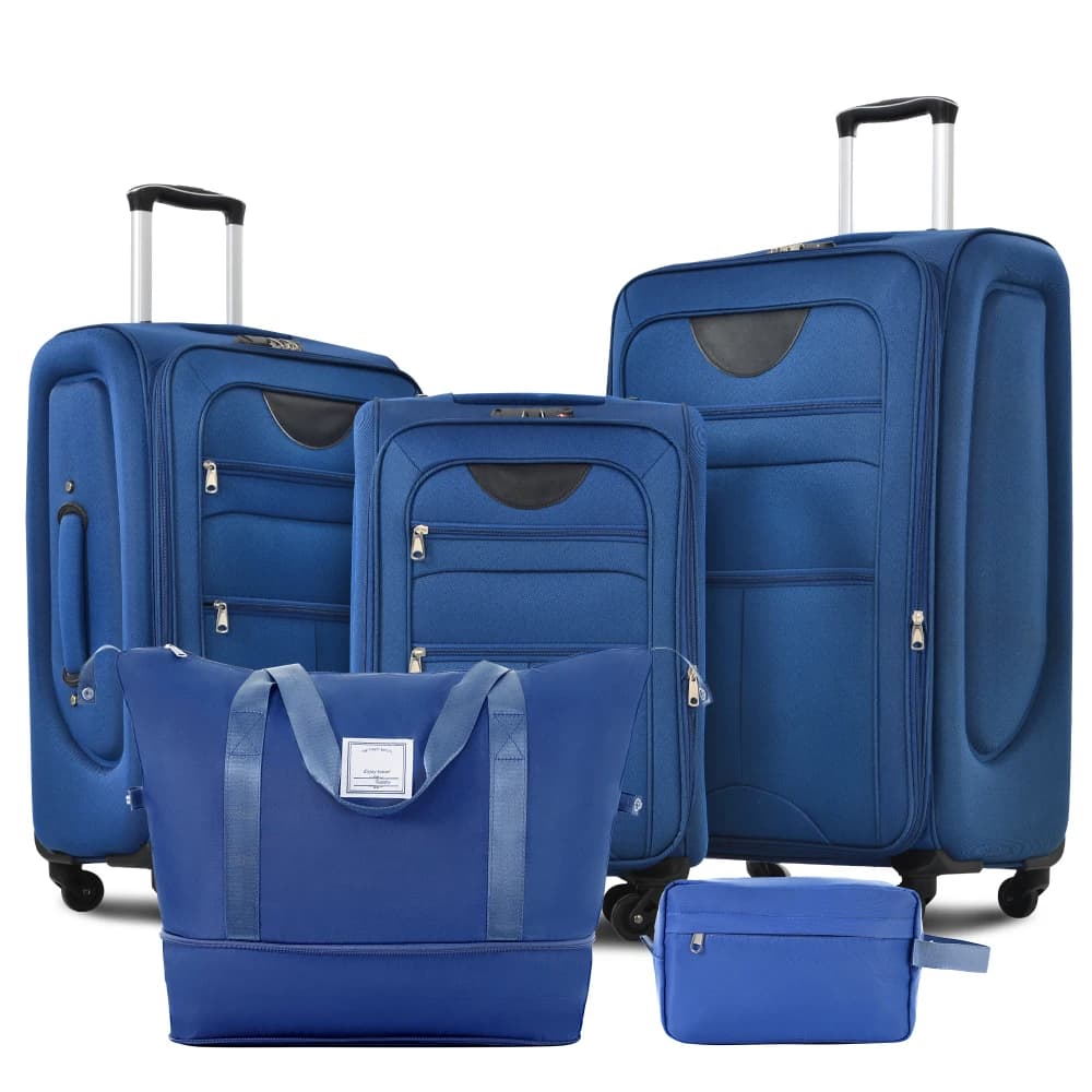Various Colors Softside Luggage Expandable 3 Piece Set Suitcase with Duffel Bag Upright Spinner Softshell Lightweight Luggage Travel Set-22/26/30 IN
