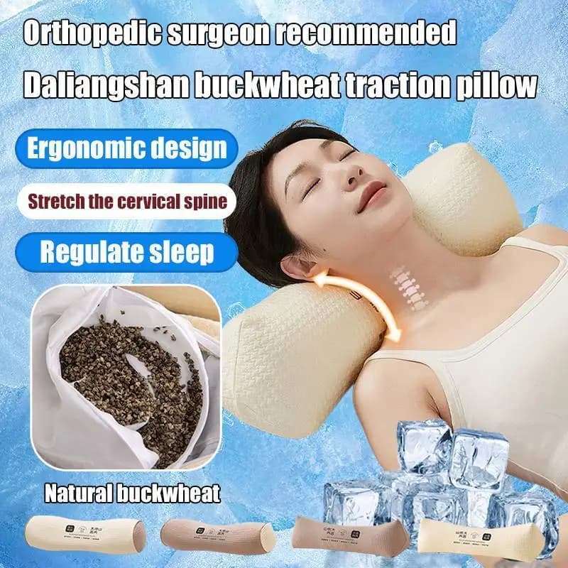 Daliang Mountain Buwheat Pillow Cervical Support Adult Sp Aid Anti-Arched Traction Pillow Hard Cylinder Cervical Pillow
