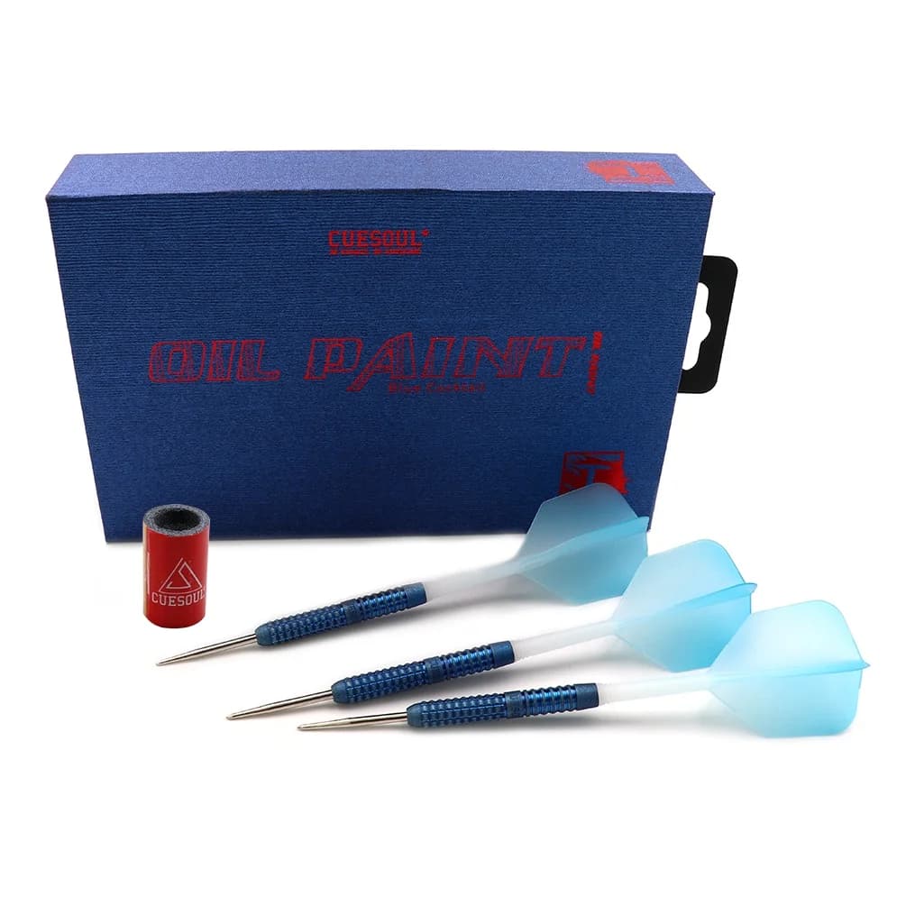 CUESOUL Cocktail blu con vernice ad olio rifinita e sfumata ROST Dart Flights-22g Punta in acciaio Set di freccette al 90% di tungsteno