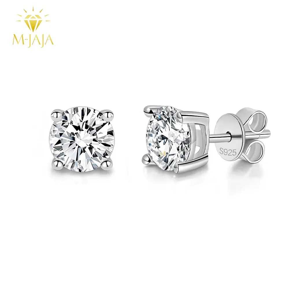 M-JAJA Moissanite Stud Earrings for Women 1ct 2ct 3ct Diamond Earrings S925 Sterling Silver Bridal Trendy Wedding Fine Jewelry