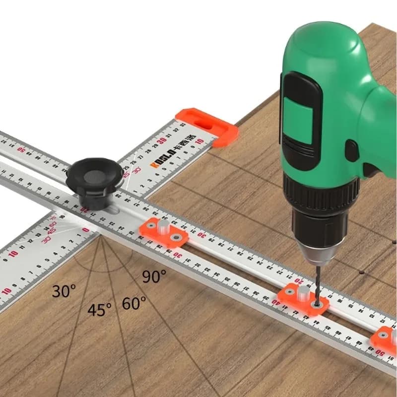 Multifunctional T Rowing Tool, Aluminum Alloy Measurement and Marking Tool, 2-in-1 Alloy for Joinery and Positioning