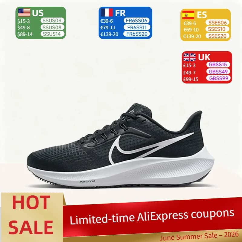Nike Air Zoom Pegasus 39 scarpe da corsa da donna comode e alla moda con supporto e rimbalzo, nere e bianche DH4072-001