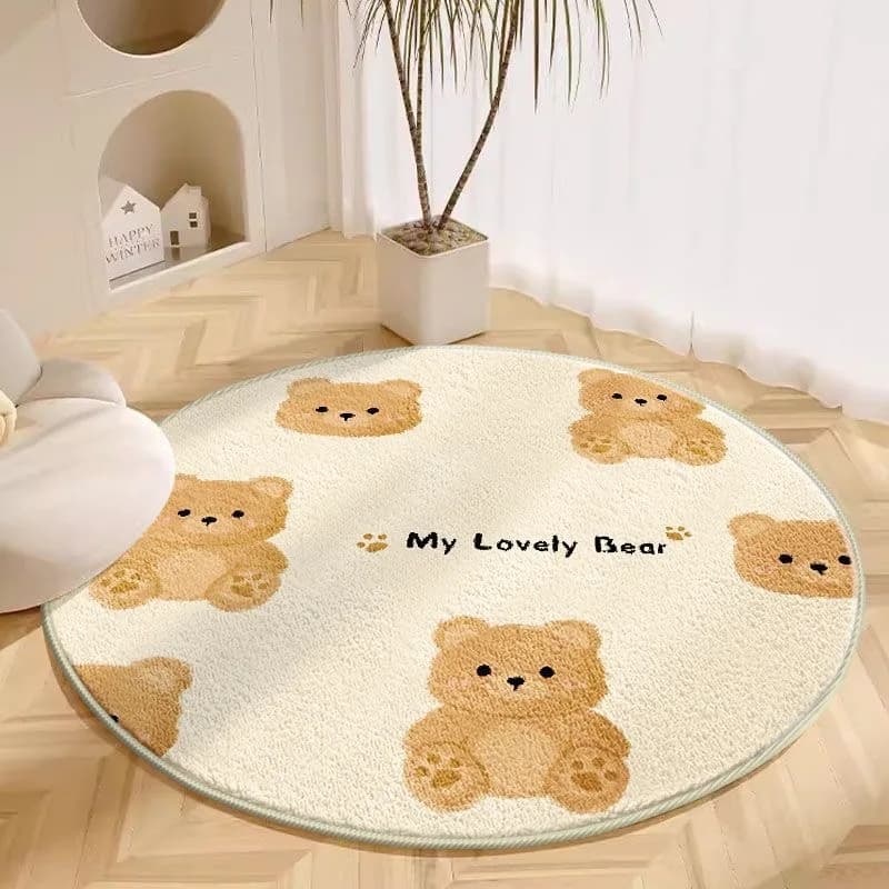 VIKAMA 1PC Round Carpet Living Room Plush Carpet Children's Room Reading Area Cartoon Bedroom Studio Swivel chair Mat