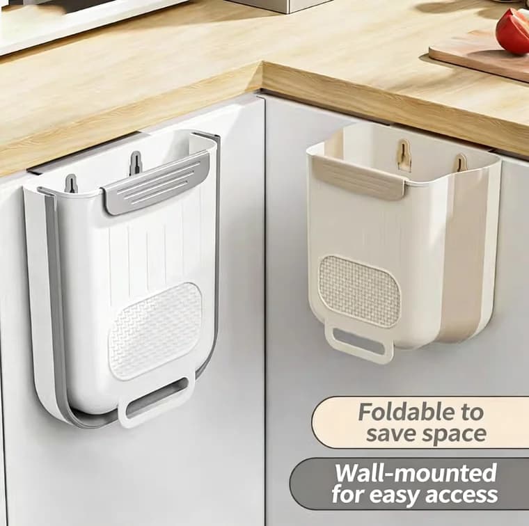 Kitchen Wall Mounted Folding Trash Can Home Cabinet Hanging Storage Trash Can Classified Hanging Trash Can Kitchen Accessories