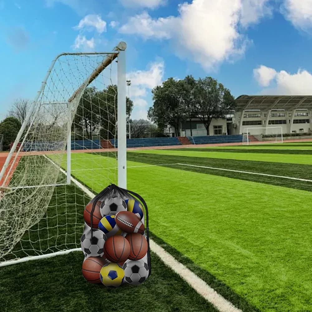 Bags with extra large and durable coulisse Net bag for soccer balls on the net Football bag for basketball, volleyball, football