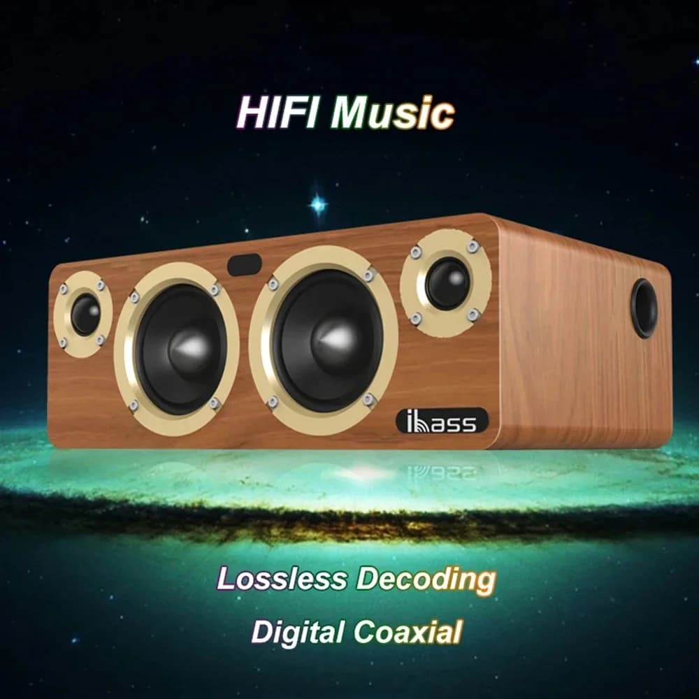 Altoparlante Bluetooth wireless ad alta potenza Subwoofer da tavolo in legno Sistema karaoke domestico Lettore musicale surround HiFi senza perdita scioccante