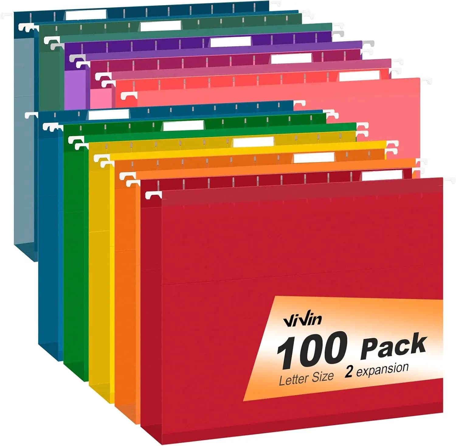 Confezione da 100 cartelle portadocumenti sospese in formato lettera con linguette regolabili, multicolori per archiviazione ufficio