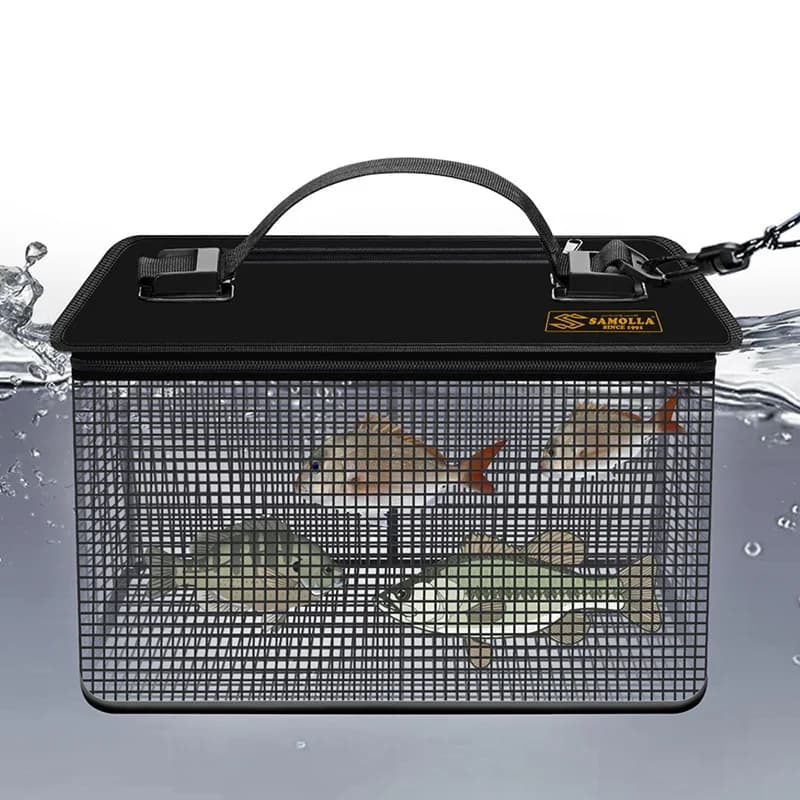 Gabbia da pesca pieghevole Rete galleggiante per trota d'acqua Luccio Cestino per gamberetti per pesci vivi Trappola per rete di protezione per la pesca ad asciugatura rapida