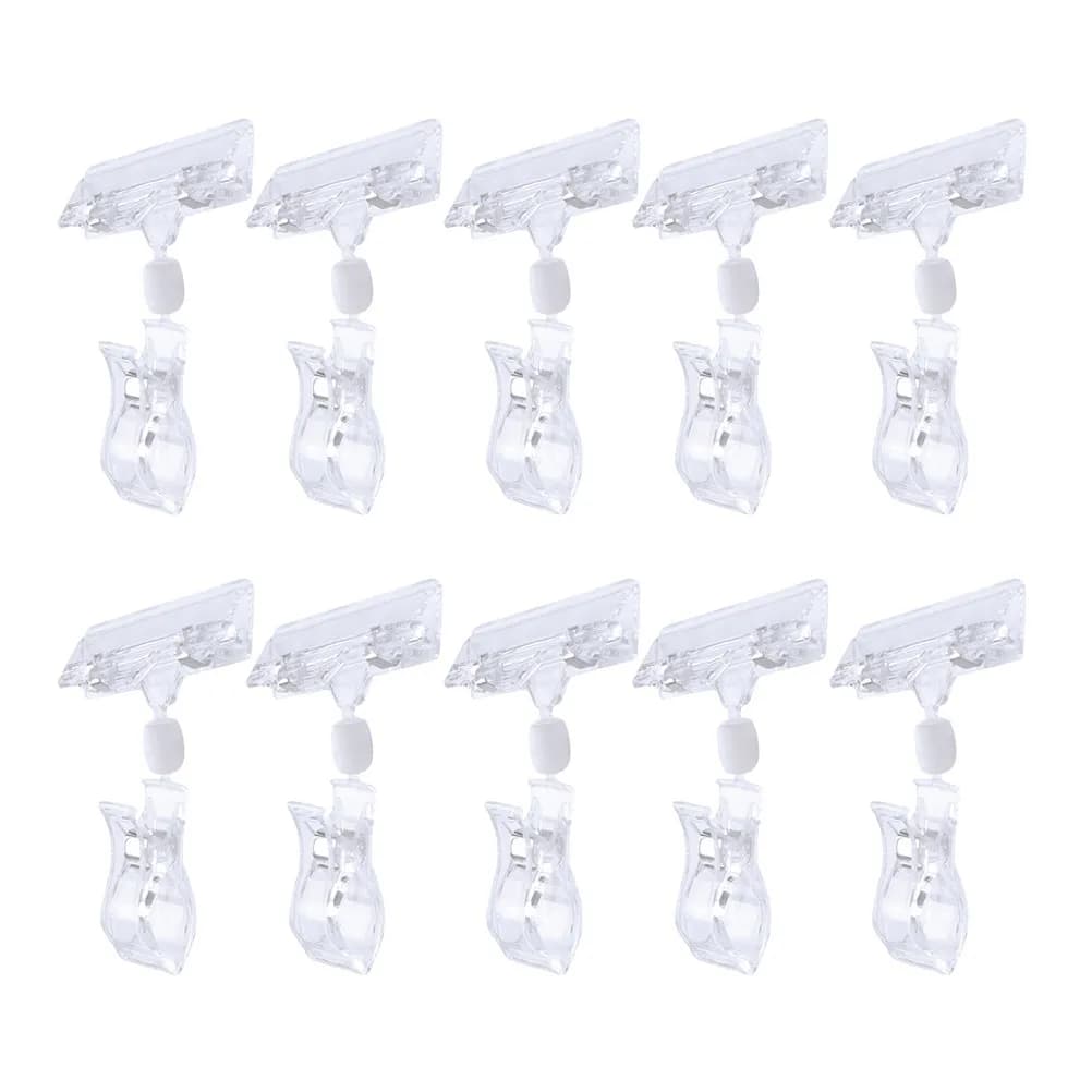 10 Pezzi Clip Trasparenti per Etichette Prezzi in PVC, Portaetichette in Plastica da Applicare sui Scaffali per Uso in Negozi e Supermercati