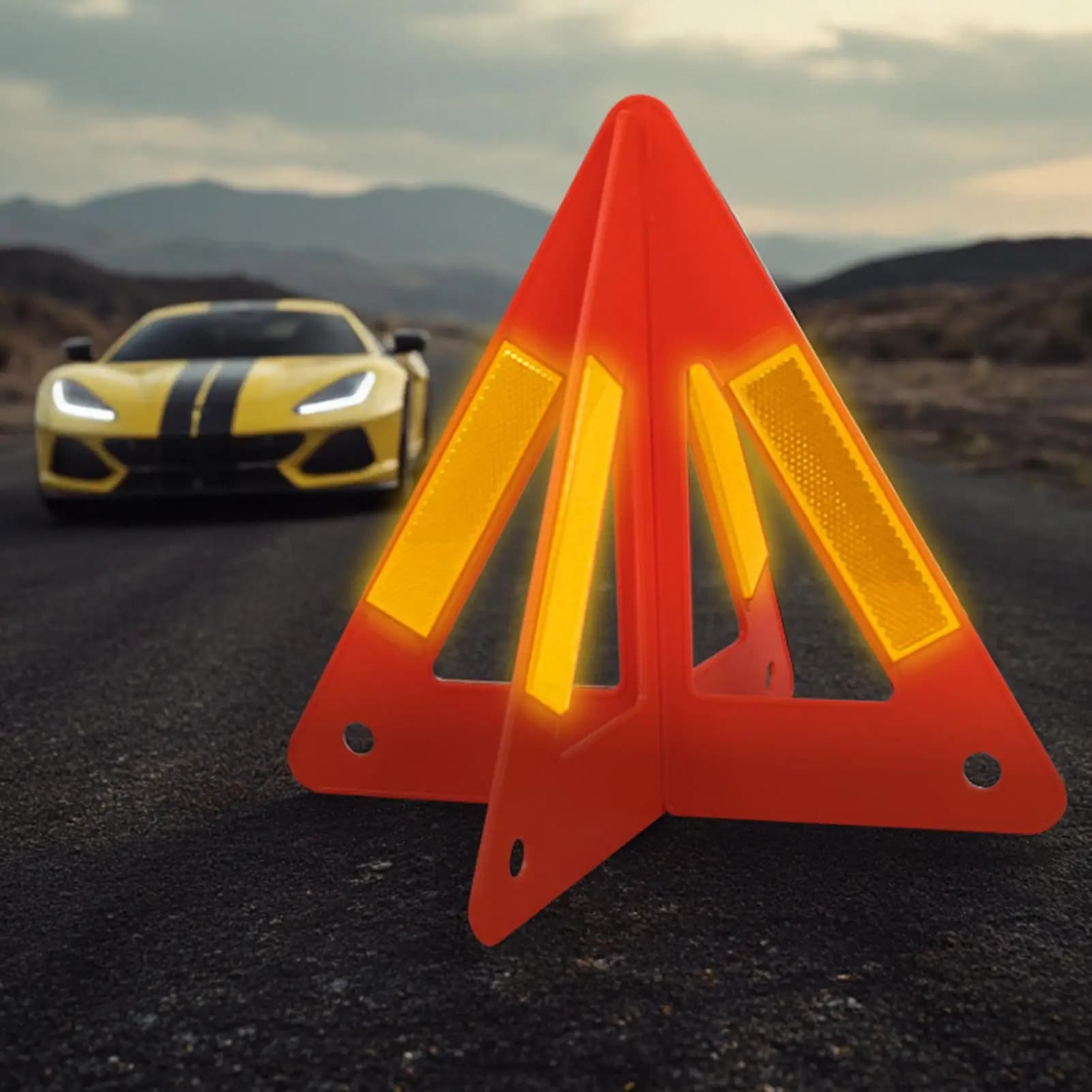 Triangolo di sicurezza Supporto per auto Triangolo di avviso di guasto di emergenza Triangolo riflettente per pericolo di sicurezza Treppiede per auto Supporto per segnale di stop pieghevole