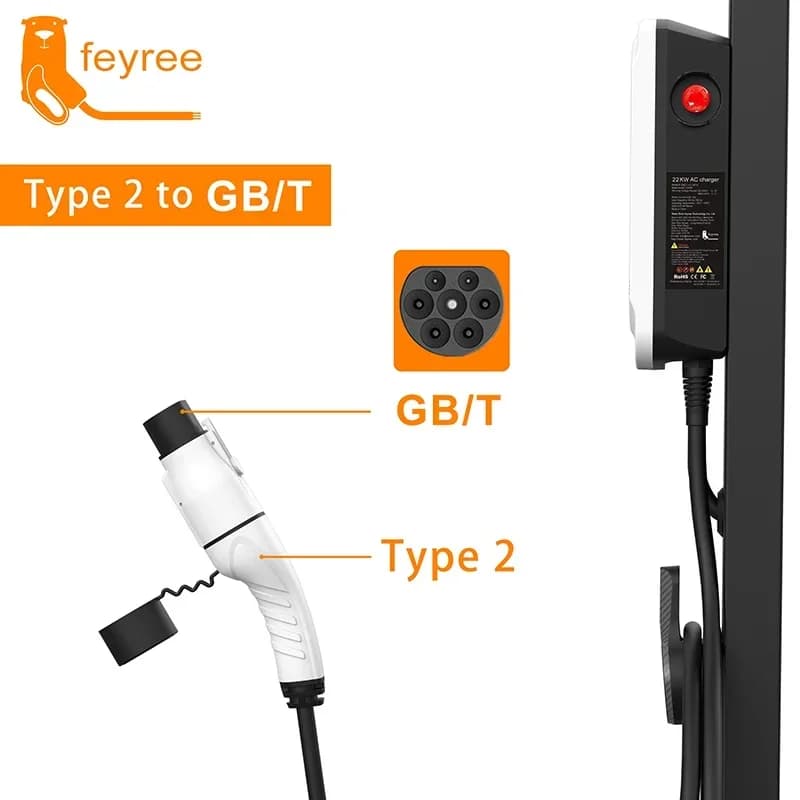 Feyree EV type 2 battery charger adapter from IEC 62196-2a GB/T for EV charging connector for electric vehicles Standard 16A 32A