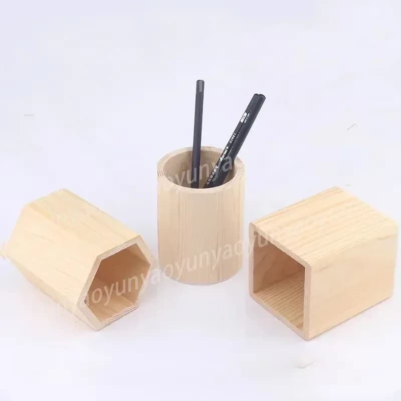 6-piece Wooden Pen Holder Set, Homemade Pencil Holder and Makeup Brush Storage Tube, Desktop Organizer Storage Box