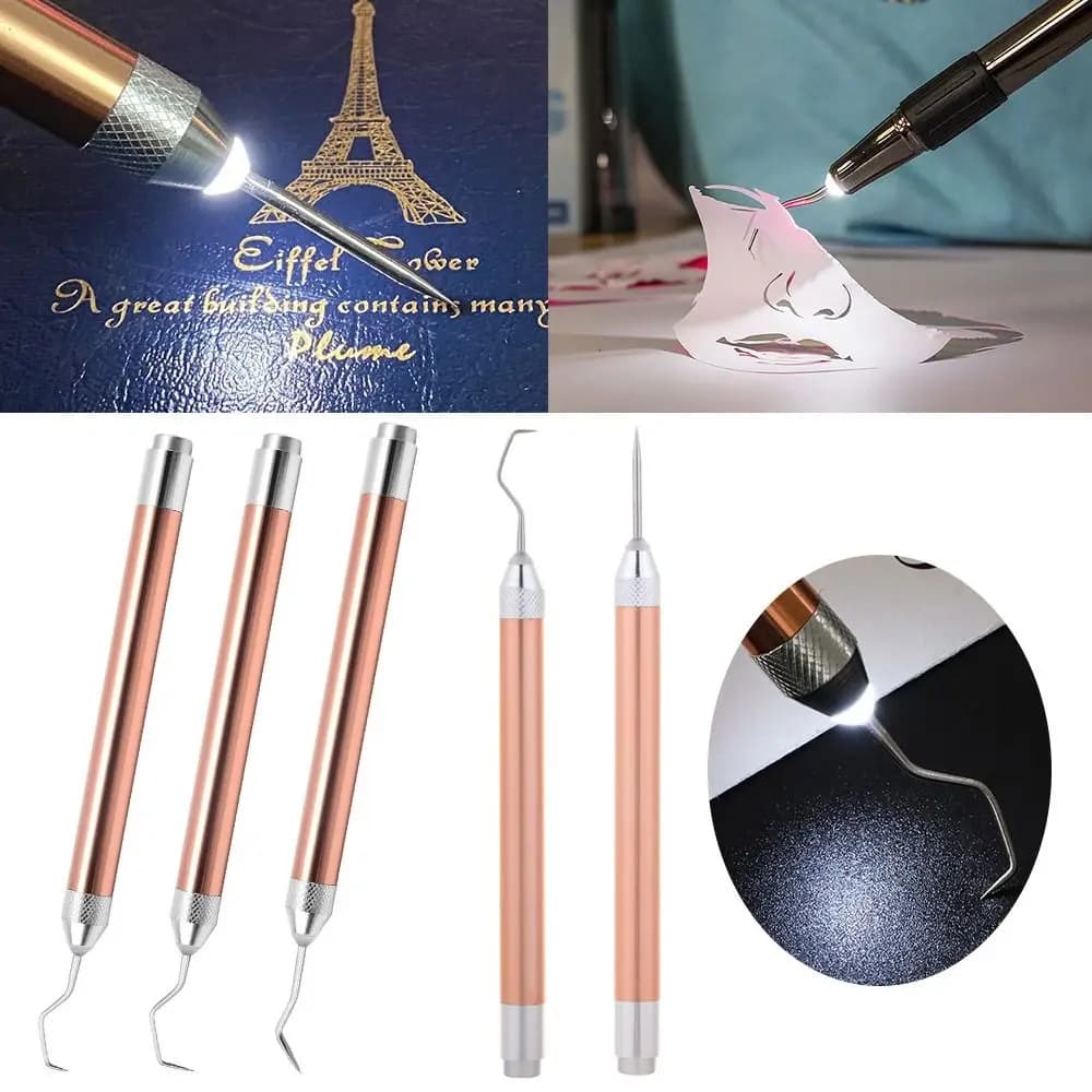 Anti-Slip Handheld Iron-on Project Cutter With LED Light Weeding Pen With Hooks Installation Vinyl Weeding Pen