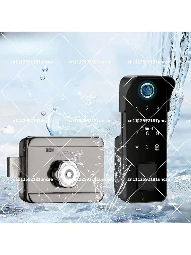 Waterproof Smart Fingerprint Door Lock with App Control, Anti-Pry Alarm, Keyless Entry for Outdoor Security Gate