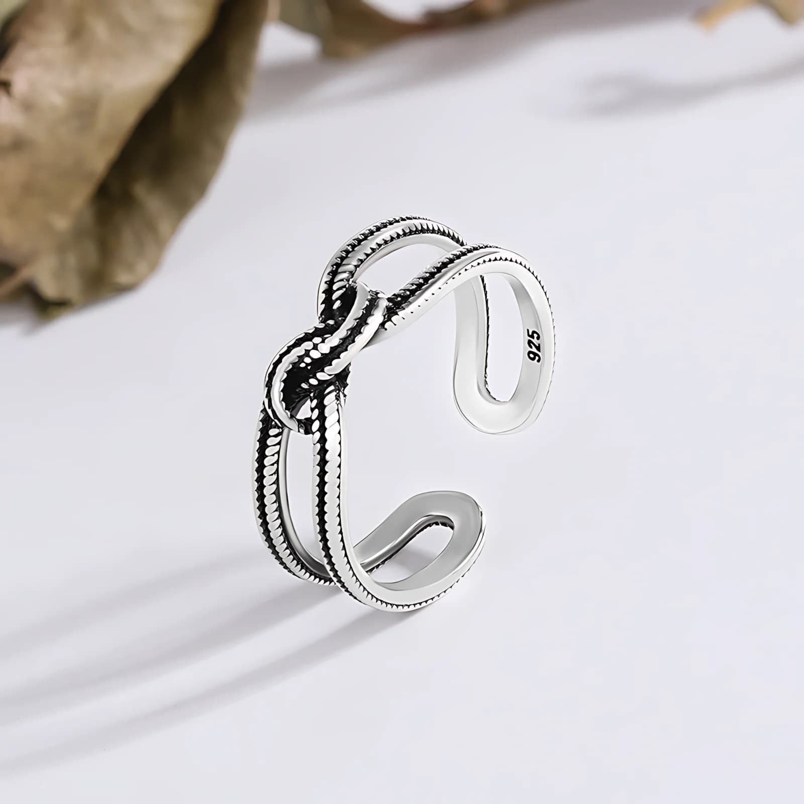 PANJBJ 925 Sterling Silver Knot Ring for Women Female Geometric Fashion Punk Temperament Prevent Allergy Charm Jewelry Dropship