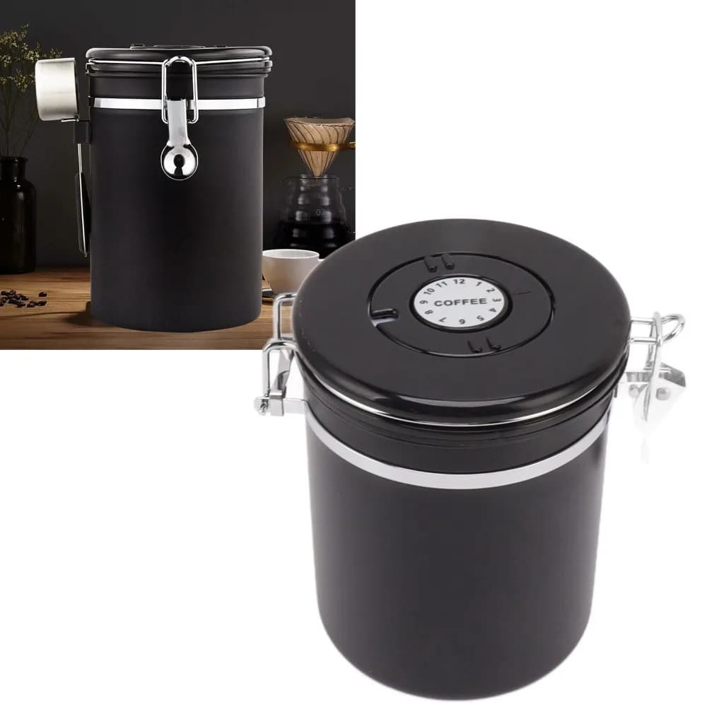 Durable 304 Stainless Steel Coffee Bean Storage Container 1.2L / 1.5L / 1.8L Sealed Coffee Tank Food Storage Jar For Tea Leaves
