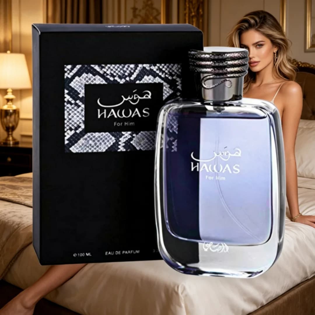 Hawas Eau de Toilette Spray 100ml 3.4oz Profumo Unisex Premium Arabo Fresco Legnoso Orientale Elegante e Sottile