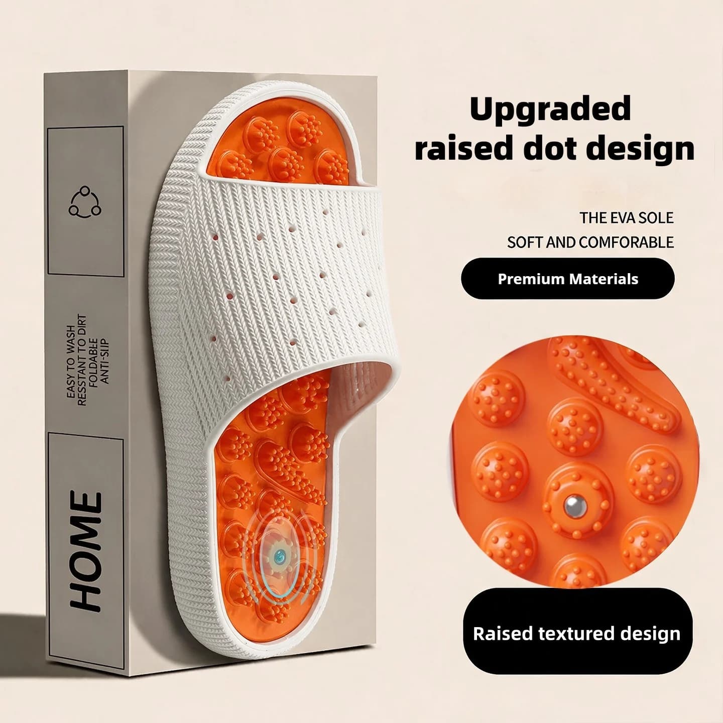 Soft EVA Magnetic Foot Massage Slides Raised Dot Acupressure Slippers Non Slip Quick Dry Indoor Home Shower Open Toe Sandals