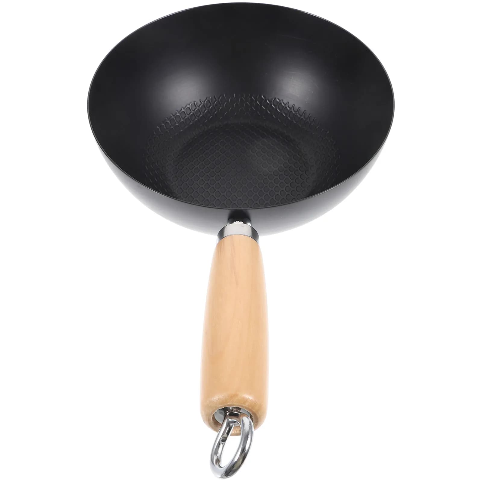 Piccolo Wok in Ferro Battuto con Fondo Rotondo, Padella Antiaderente per Cucina, Pentola per Fornello a Gas, Uso Domestico, Wok Giapponese