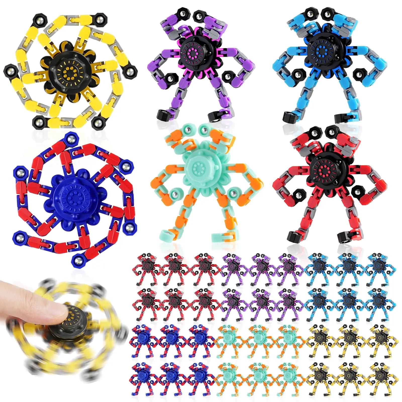 Robot Trasformabili Fidget Spinner, Giocattoli Sensoriali per San Valentino, Confezione Multipla per Bambini e Ragazzi 8-12 Anni