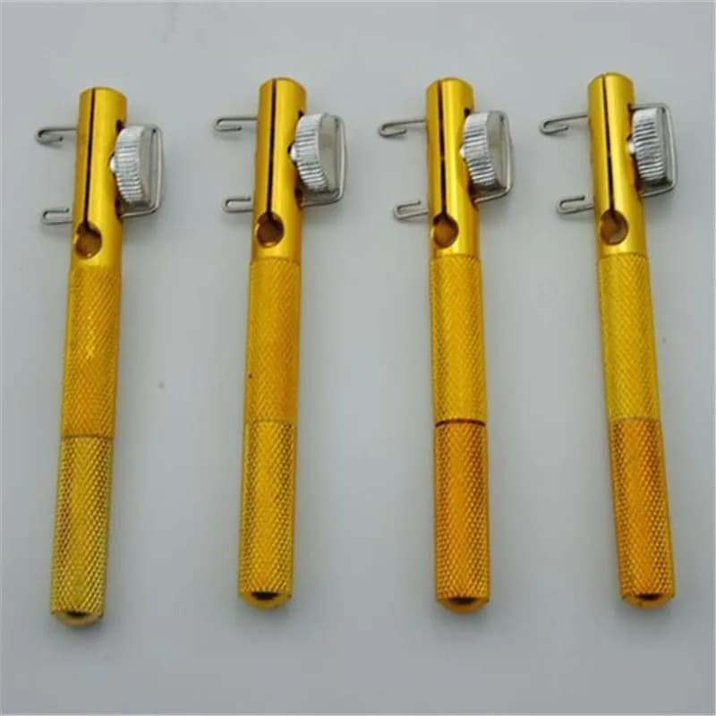 4 pieces of love fishing level needle double head knots alloy gold hook line knotter equipment boxes accessories