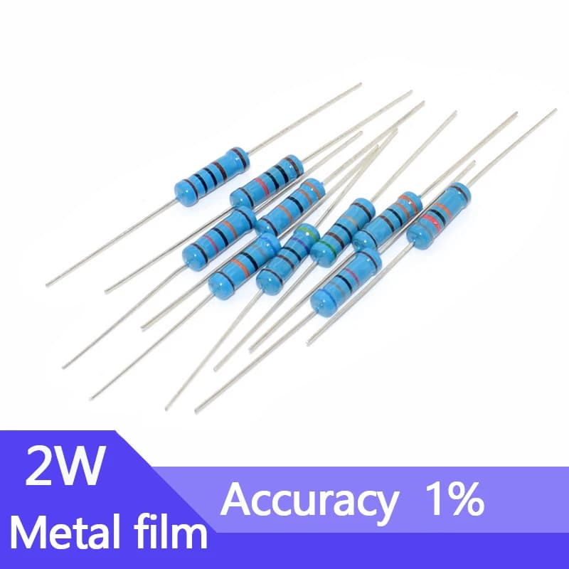 20pcs 2W 6R8 68R 680R 6K8 68K 680K 6.8 68 680 Ohm R K Accuracy 1% Five-Color Ring Resistance 0.1R-10M Metal Film Resistor