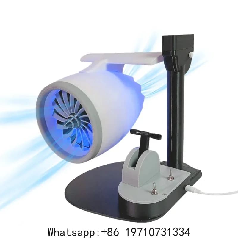 USB Desktop Turbofan Engine Fan Blue Light Upgraded Version with Humidifier and Blue Tail Light