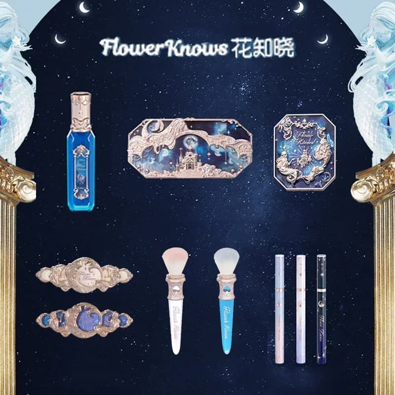 Flower Knows New Moonlight Mermaid Series Blush Glove Lucidalabbra Eyeliner Mirror Waterproof sweat resistant