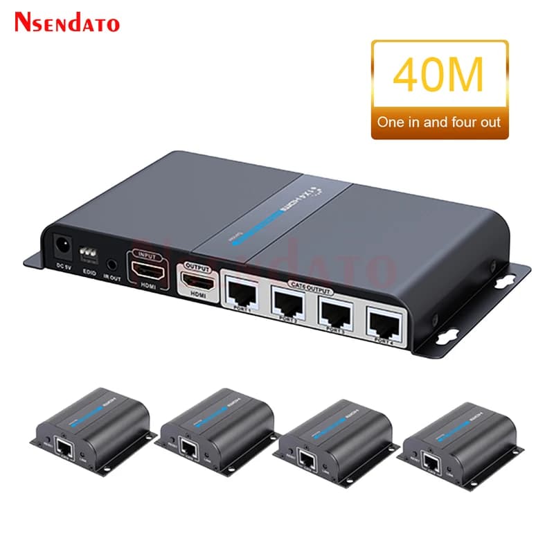 LKV714pro Extender HDMI POE, Splitter HDMI 1 in 4 out 1080P, Trasmettitore e Ricevitore Video HDMI, Cavo di Estensione su Cat6/7 RJ45 40M