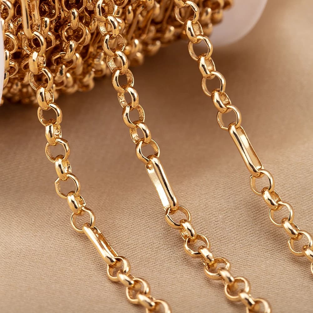 Catene in ottone placcato oro 18 carati, accessori fai da te per la creazione di gioielli, per collane, bracciali, catene per gioielli, forniture per la creazione artigianale.