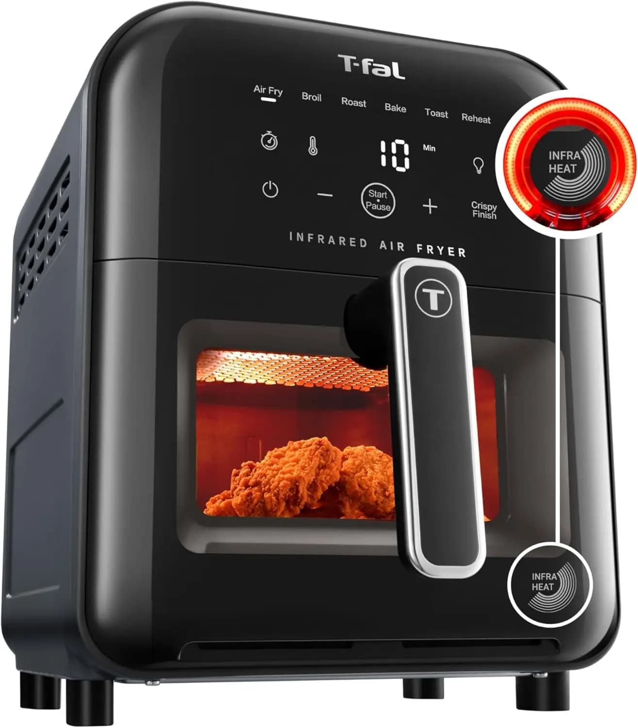 Friggitrice ad Aria Digitale con Forno Tostapane, 6 Qt, Schermo Touch, 7 Funzioni, Tecnologia No-Shake, 1550W, Nero