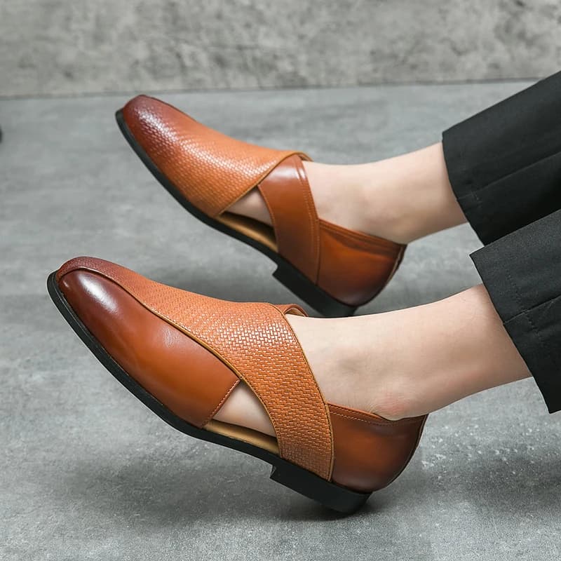 Nuovi Sandali Estivi 2024 Fatti a Mano per Uomo, Comodi Sandali da Esterno, Zapatos Para Hombre, Sandali in Pelle per Uomo, Taglie: 38-47