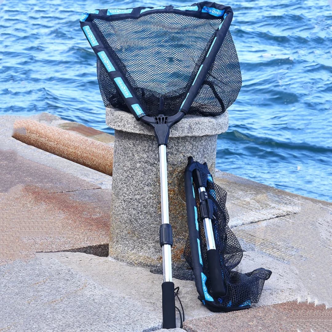Rete da pesca pieghevole Guadino da pesca rivestito in gomma Rete da pesca telescopica pieghevole per acqua dolce o salata
