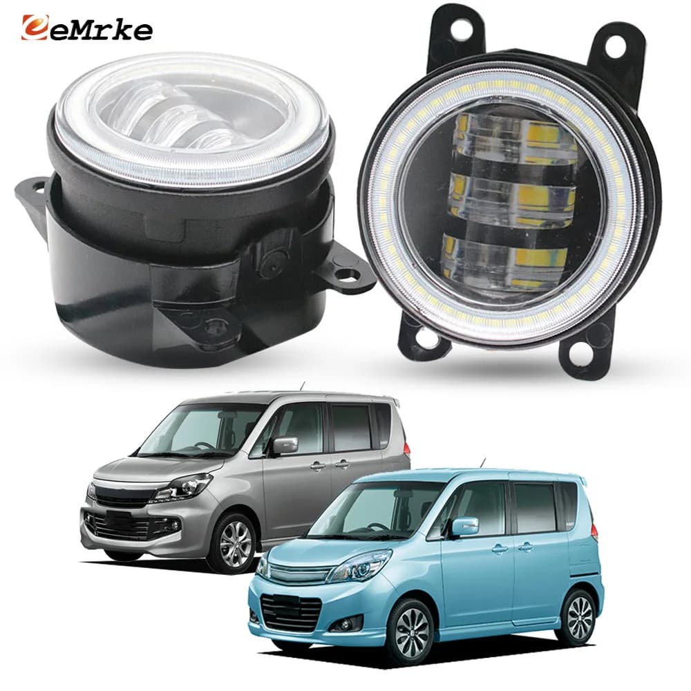 40W Led Fendinebbia Lente Trasparente per Suzuki Solio Bandit Bianco e Nero II Delica D2 2011-2015 PTF con Angel Eye DRL Anello Luce diurna