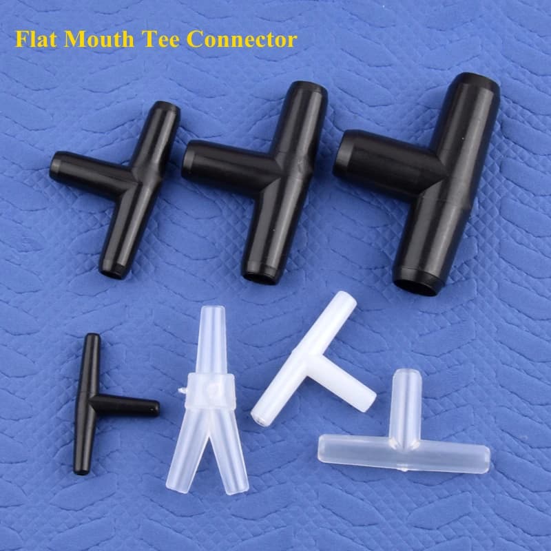 3 ~ 10mm Bocca Piatta Connettore a T Acquario Giunto Tracheale Pompa di Aria Connettori per tubi Flessibili Giunti per tubi dell'acqua Plastica Uguale Dia 3 Vie