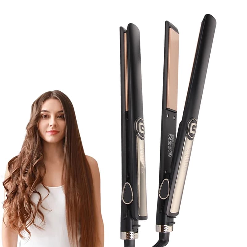 Piastra professionale in ceramica e tormalina multifunzione a ioni negativi 2 in 1 per stirare e arricciare i capelli