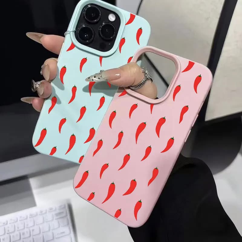 Red Pepper Printed Phone Case For iPhone 17 16 13 12 11 Pro Max 17Pro 16 15 14 Plus 17 Air XR XS 15 14Silicone Matte Soft Cover