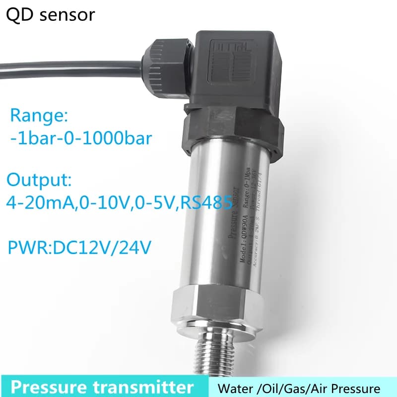 Pressure Transmitter 4-20mA 0-5V 10V RS485 Output Water Gas Oil Liquid Pressure -1bar-1000bar Vacuum Negative Pressure Sensor