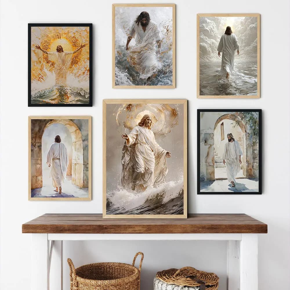 1pc frameless Modern Christian Jesus Poster Religious Prints Canvas Painting Divine Light Christian Gift Home Living Room Christ