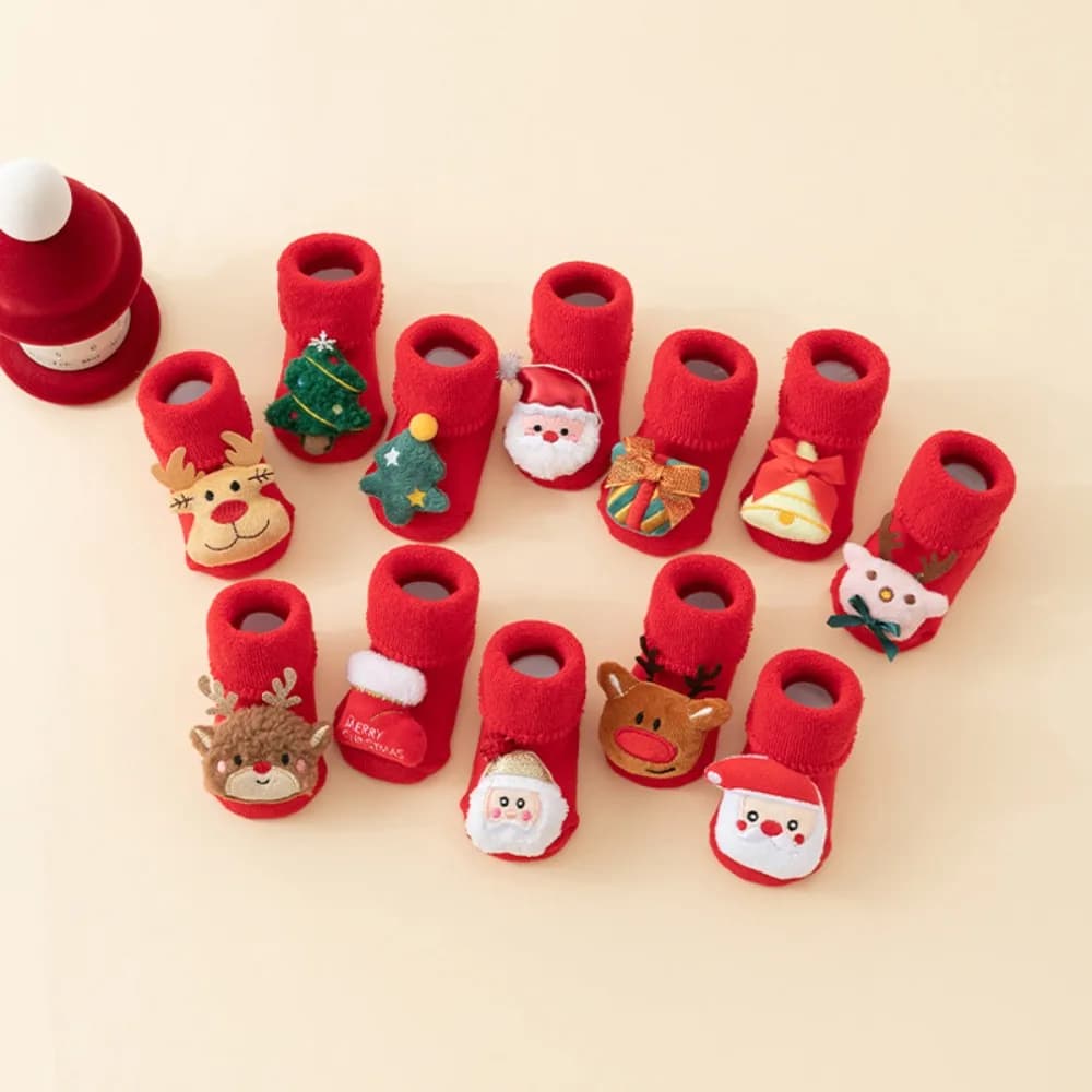 Calzini natalizi morbidi per bambini appena nati Albero di Natale Babbo Natale Rosso Neonate Ragazzi Calzini caldi 0-3 anni Calzino per bambini Regali di Natale