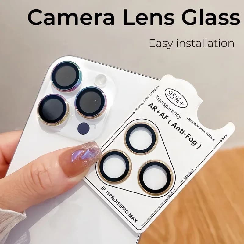 2-3Pcs Easy Install Remove Camera Protector For IPhone 16 15 Pro Max For 14 Plus 13 Metal Ring Lens Glass Back Lens Cover Cap