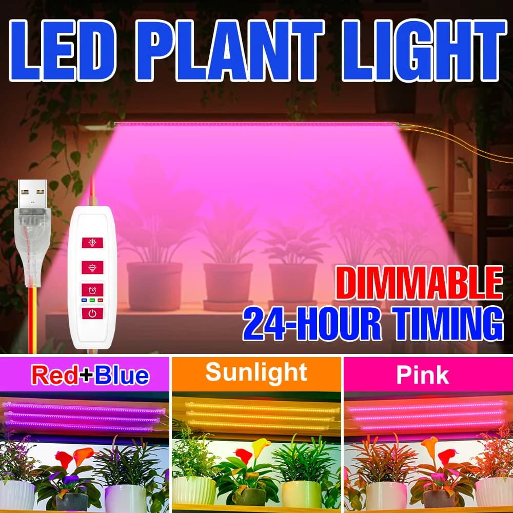 USB 5V LED Grow Light Full Spectrum Indoor Plant Lamp For Potted Flower Seeds Succulent Cactus Cultivation Fill Lighting 30/50CM