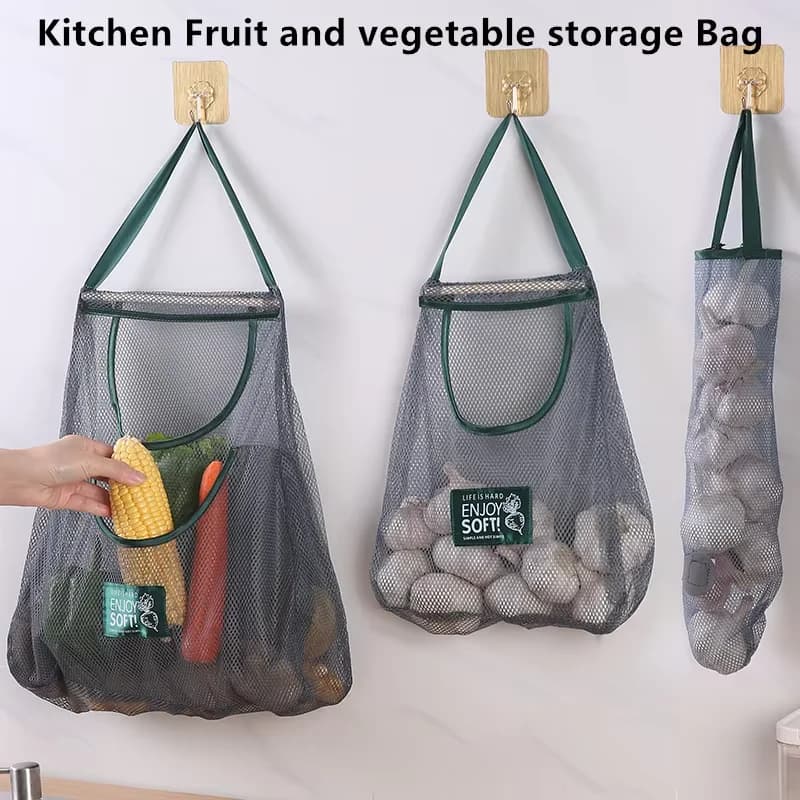 Reusable storage bags Network hanging bag to the kitchen Net bag to store fruits and vegetables for home for ginger, garlic, potatoes, onions