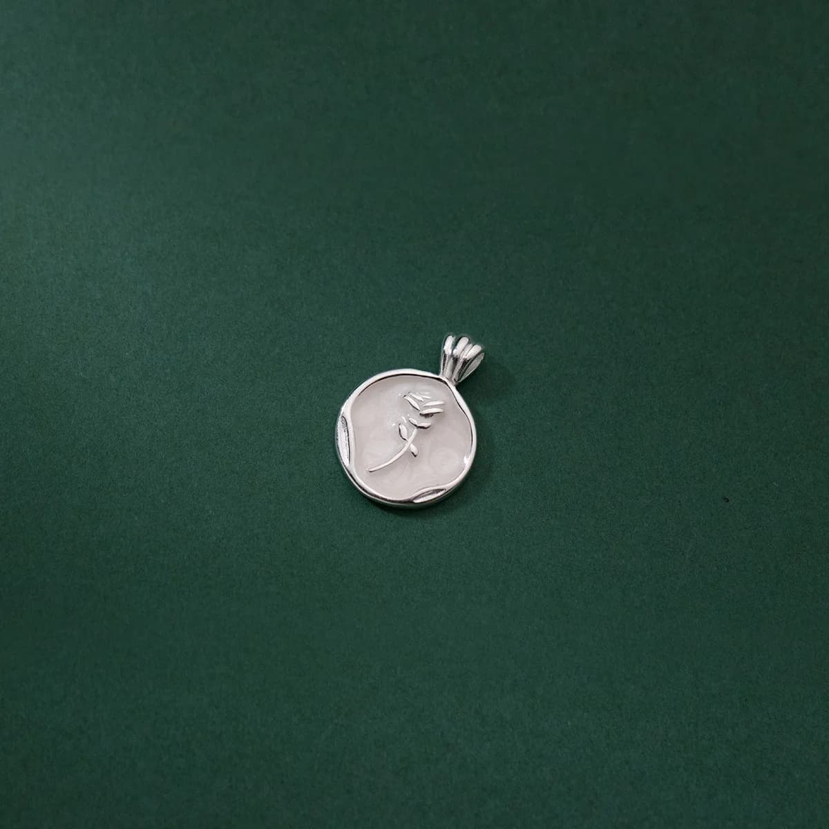 Ciondoli in argento 925 con etichetta rotonda rosa bianca, ciondolo per collana, accessori fai da te fatti a mano, ciondoli per bracciale Plata 925