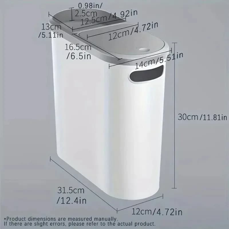 Press Type Trash Can With Lid Narrow Large Capacity Household Waste Bin For Bathroom Kitchen Bedroom Storage Garbage Container