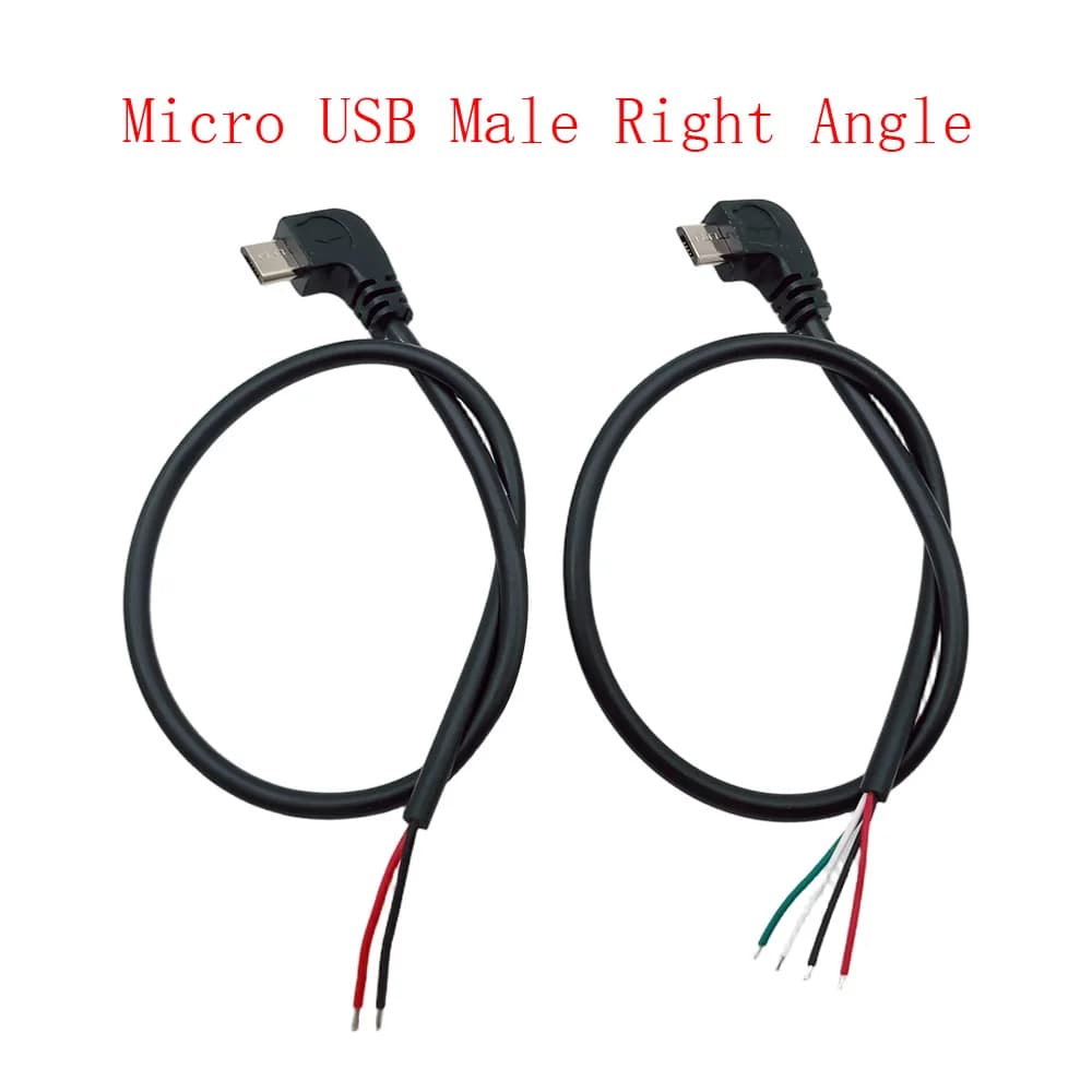 2/10 pz Ad Angolo Retto 5 V Micro USB Spina Maschio 2pin/4pin Connettore 90 Gradi Micro USB FAI DA TE Cavo di Riparazione di Alimentazione di Ricarica ciucci 30 CM