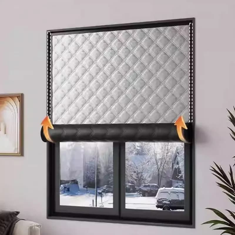 Winter windproof and warm curtains, thermal insulation film for bedroom, sealed windows, obscurant and soundproofed