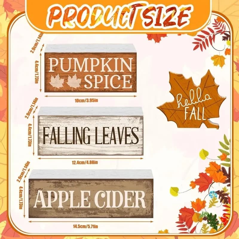 Vassoio a strati in legno stile rustico con foglie d'acero e blocco ricettario, per centrotavola natalizio, decorazione cucina, regalo di Halloween e Natale