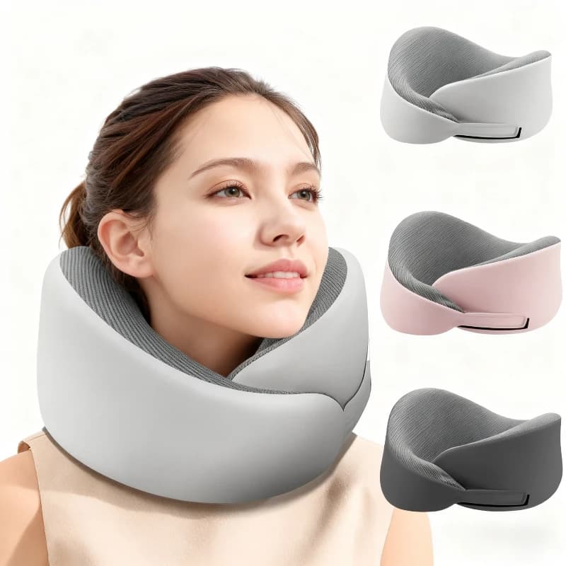 Cuscino per il collo in memory foam, dimensioni regolabili, a forma di U, cuscino portatile per il riposo, per viaggi e lavoro, per la zona cervicale