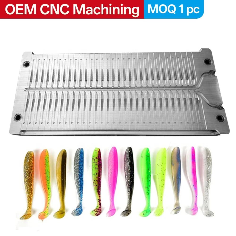 Customized mold for injection plastic soft baits, eel shaped pipe mold, soft rubber custom mold production for small fishing baits